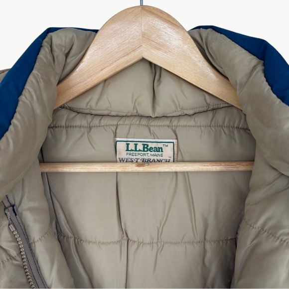 Vintage 70s L.L. Bean Hooded Puffer Parka | Sz Small (Estimated) | Blue & Tan - Picture 2 of 16